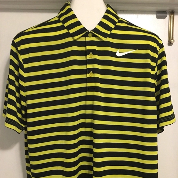 L Nike Breathe Stripe Polo 833065 Dri-Fit Shirt - Picture 3 of 4